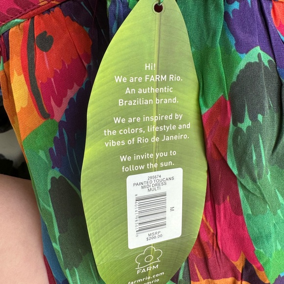 BNWT Farm Rio toucans midi dress, size medium - Picture 4 of 5